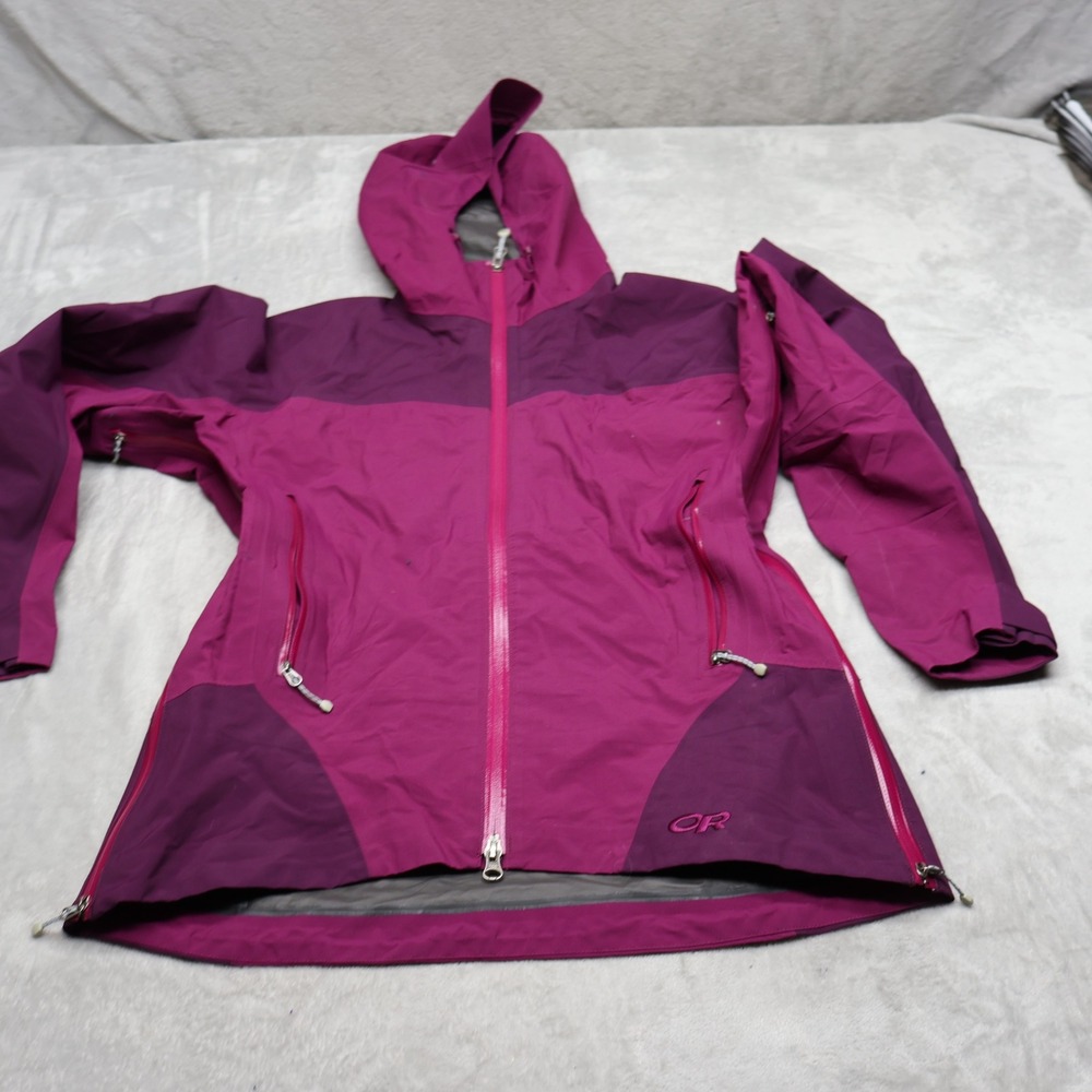 Outdoor Research Jacket Women Medium Purple Waterproof Full Zip Hooded Wind Rain